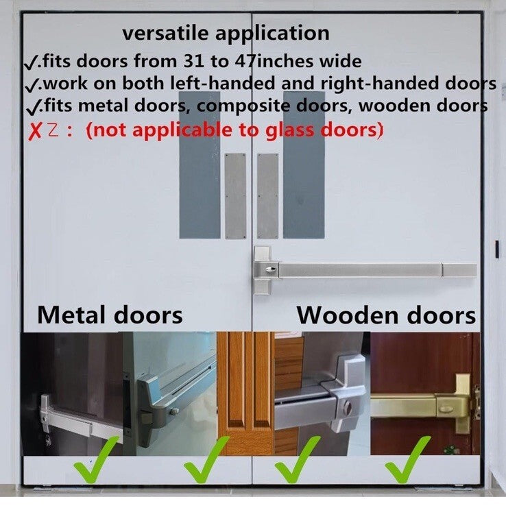 suermany 31 Inch Painted Aluminum Panic Bars for Exit Doors - Push No handle