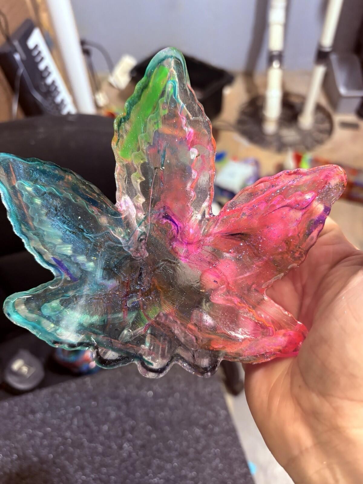 Flower Handmade Epoxy Resin Ash Tray Multicolored Layered A Define Center Piece