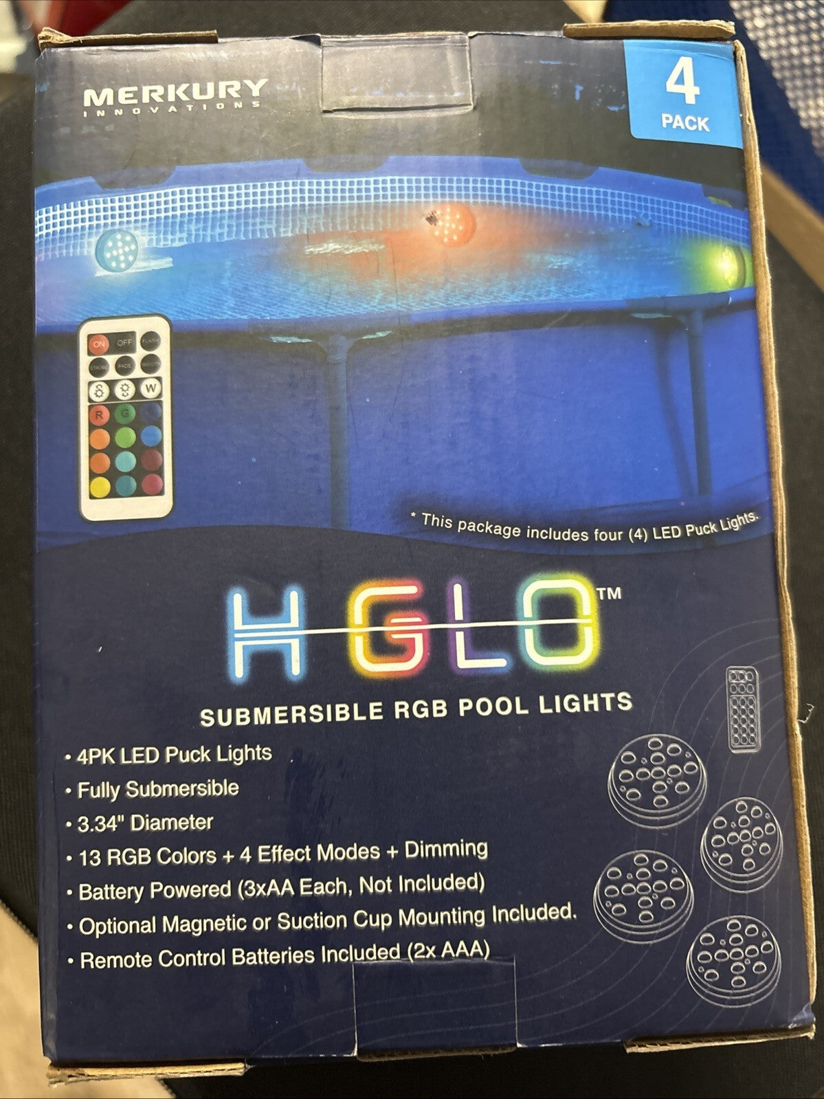 POOLREADY Merkury Innovations HGLO Submersible RGB LED Pool Lights Remote 2 Pack