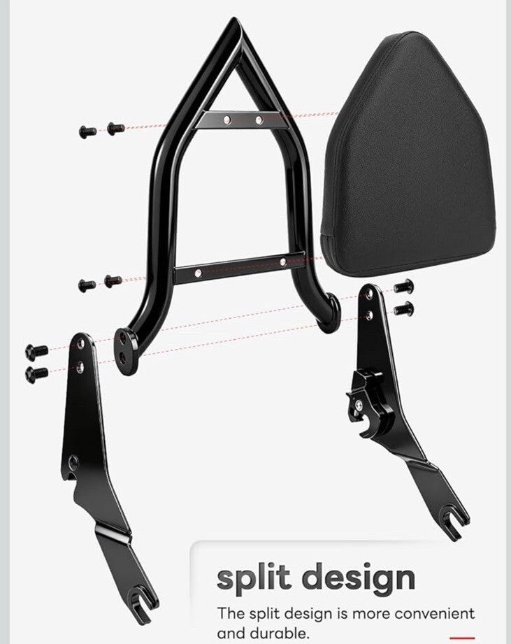 19” Backrest Sissy Bar For Harley Road Glide Street Touring Road King 2009-2025