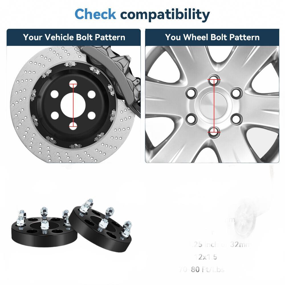 4 Pcs 1.25" 6x5 to 6x5.5 Wheel Adapters 12x1.5 For Chevy GMC 6x127 to 6x139.7
