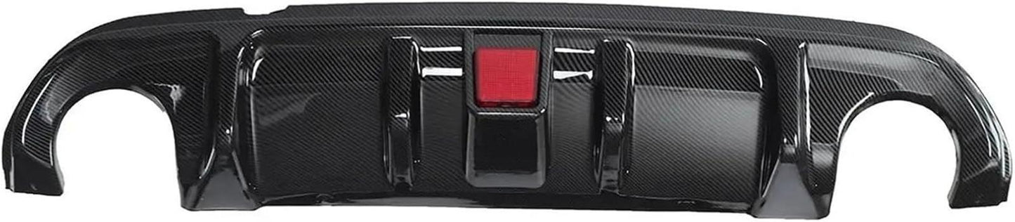 Carbon Fiber Look/Black Car Rear Bumper Diffuser Fins W/Led Brake Light Lamp