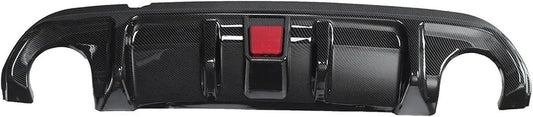 Carbon Fiber Look/Black Car Rear Bumper Diffuser Fins W/Led Brake Light Lamp