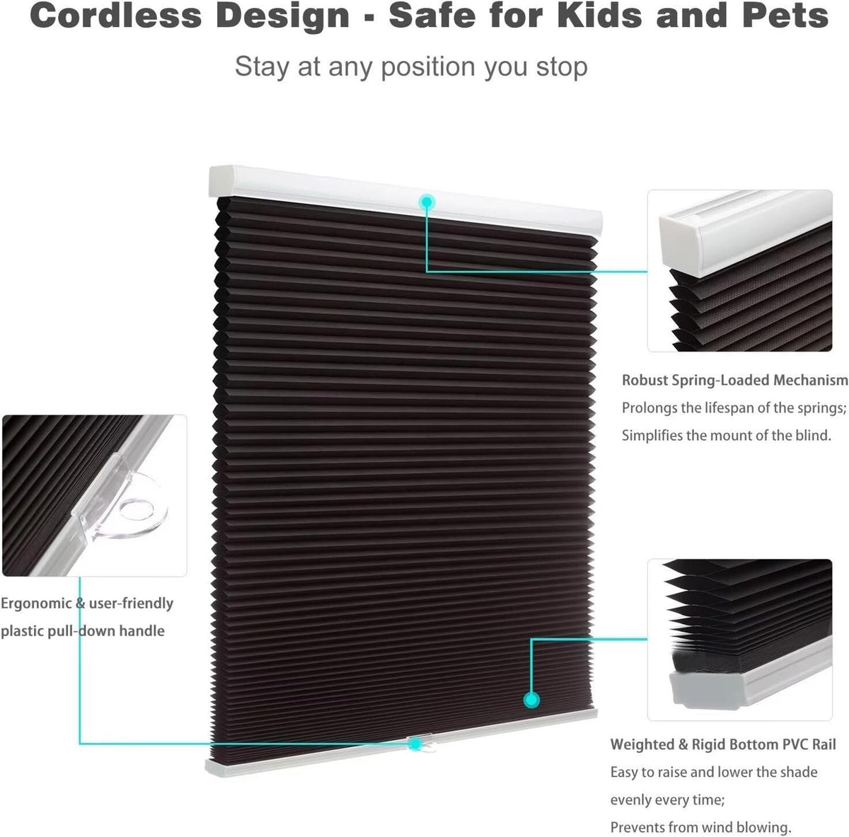 MYshade Blackout Cordless Cellular Shades Honeycomb Shade for Indoor Windows
