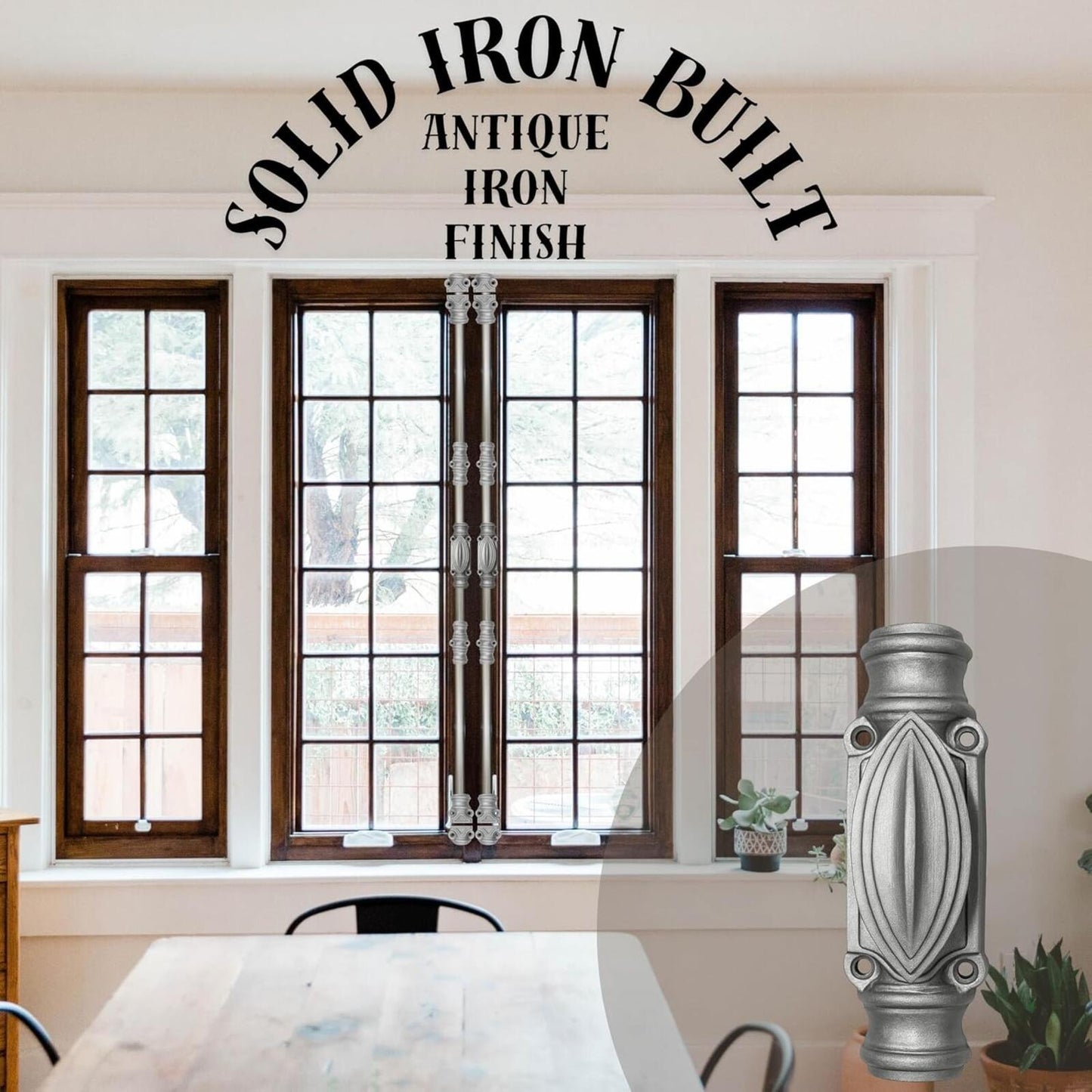 6' Iron Window Cremone Bolt – Antique Iron Finish, Double Windlow Locking
