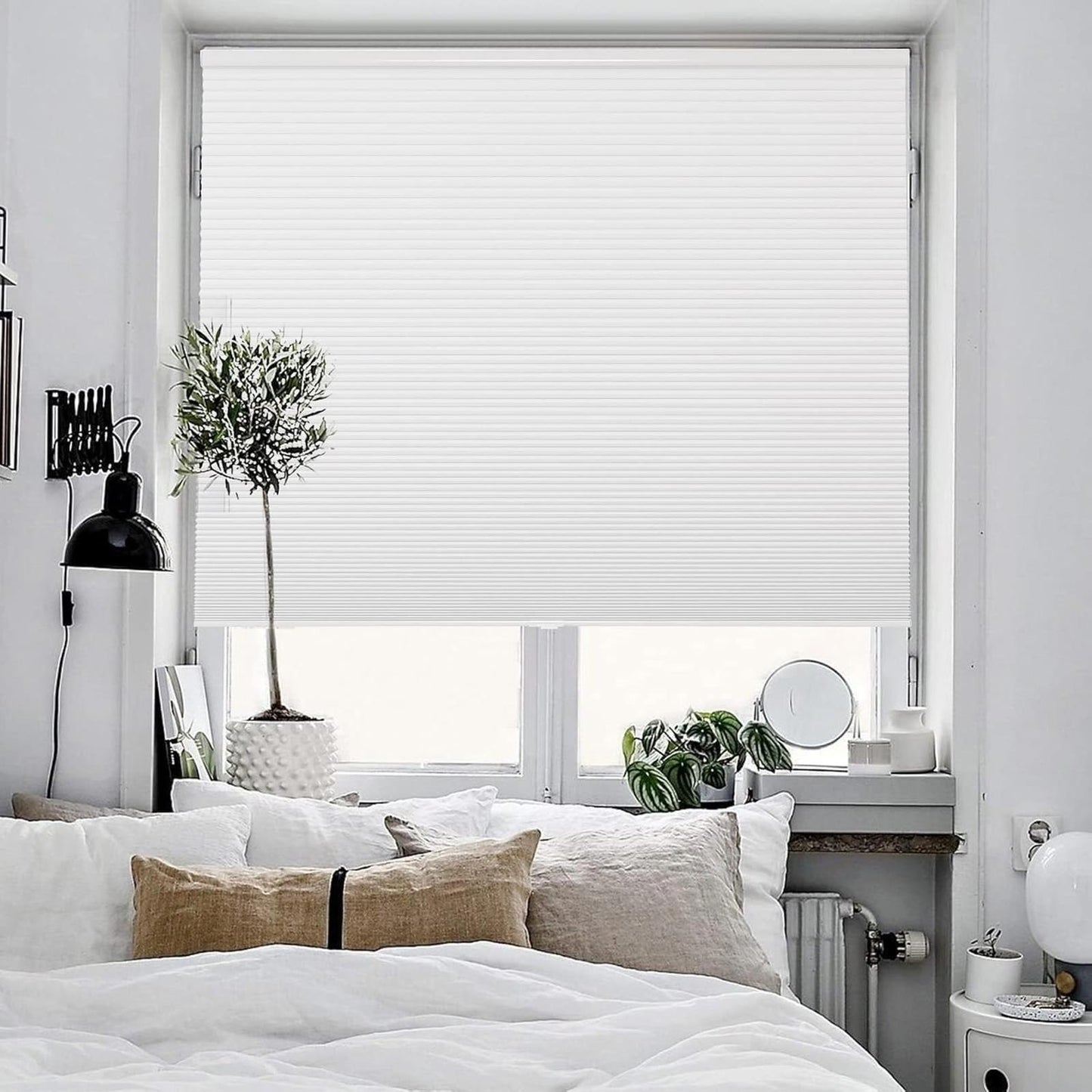No Tools No Drill Window Blinds for Indoor Windows, Blackout Shades Cellular