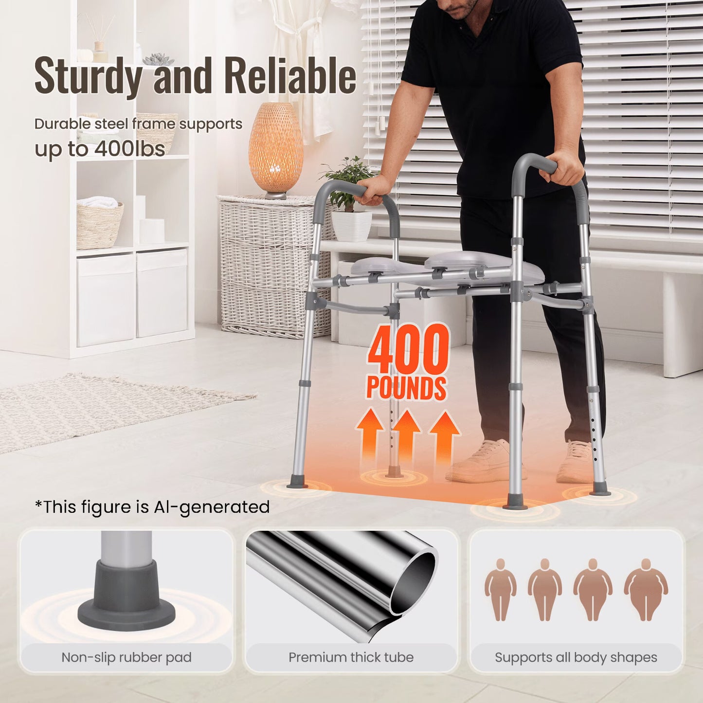 Deewow Raised Toilet Seat Risers with Handles, for Seniors, Handicap, Pregnant
