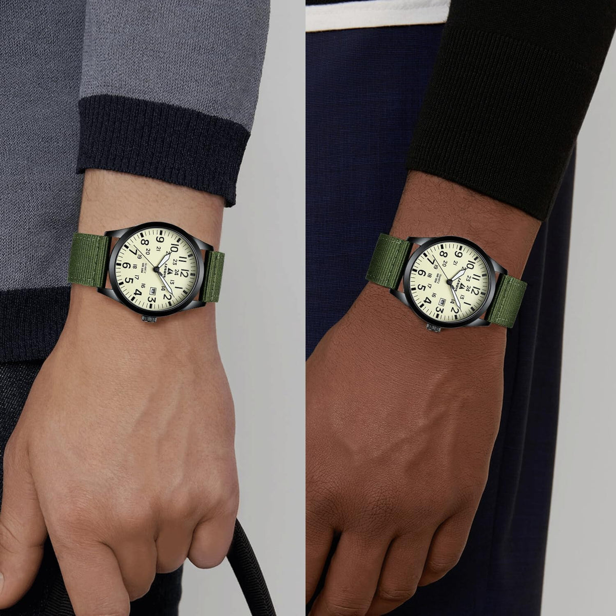 Men's Watch Unisex Military Sport Nylon Strap Stylish Luminous Fashion Analog