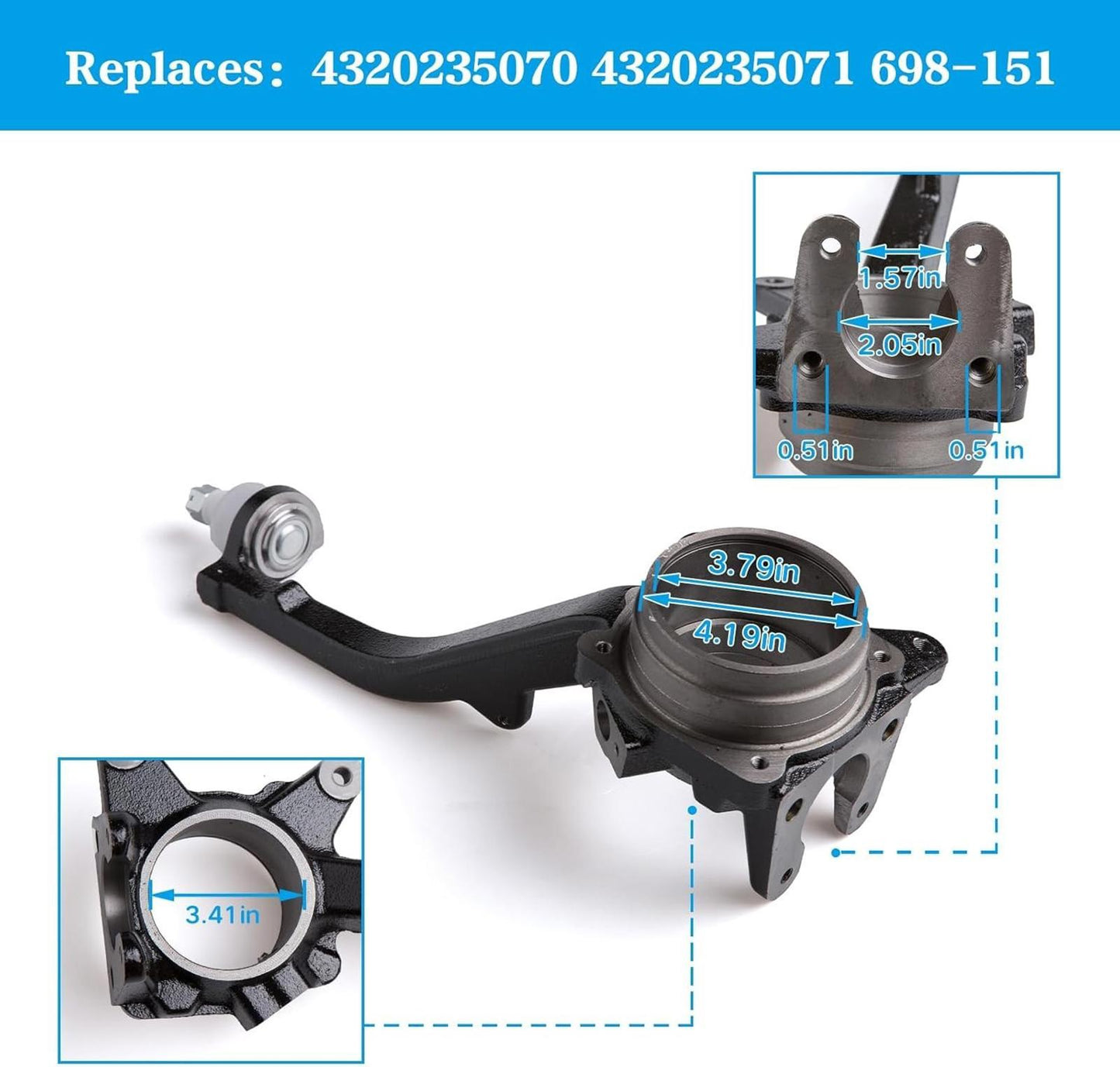Tykick Front Steering Knuckle Spindle Right Side for Toyota Tacoma 1995-2004