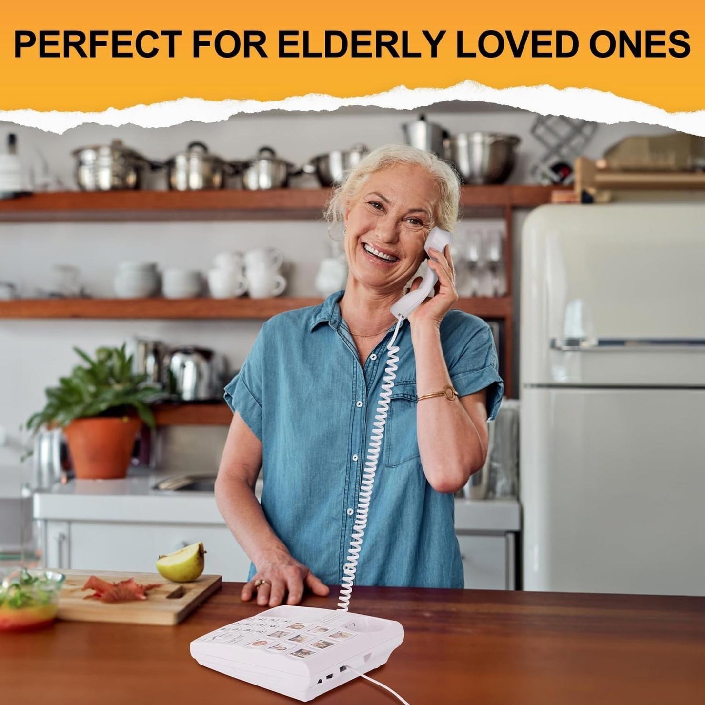 Big Button Phone for Seniors, Corded Landline Phone with 9 One-Touch Dialing