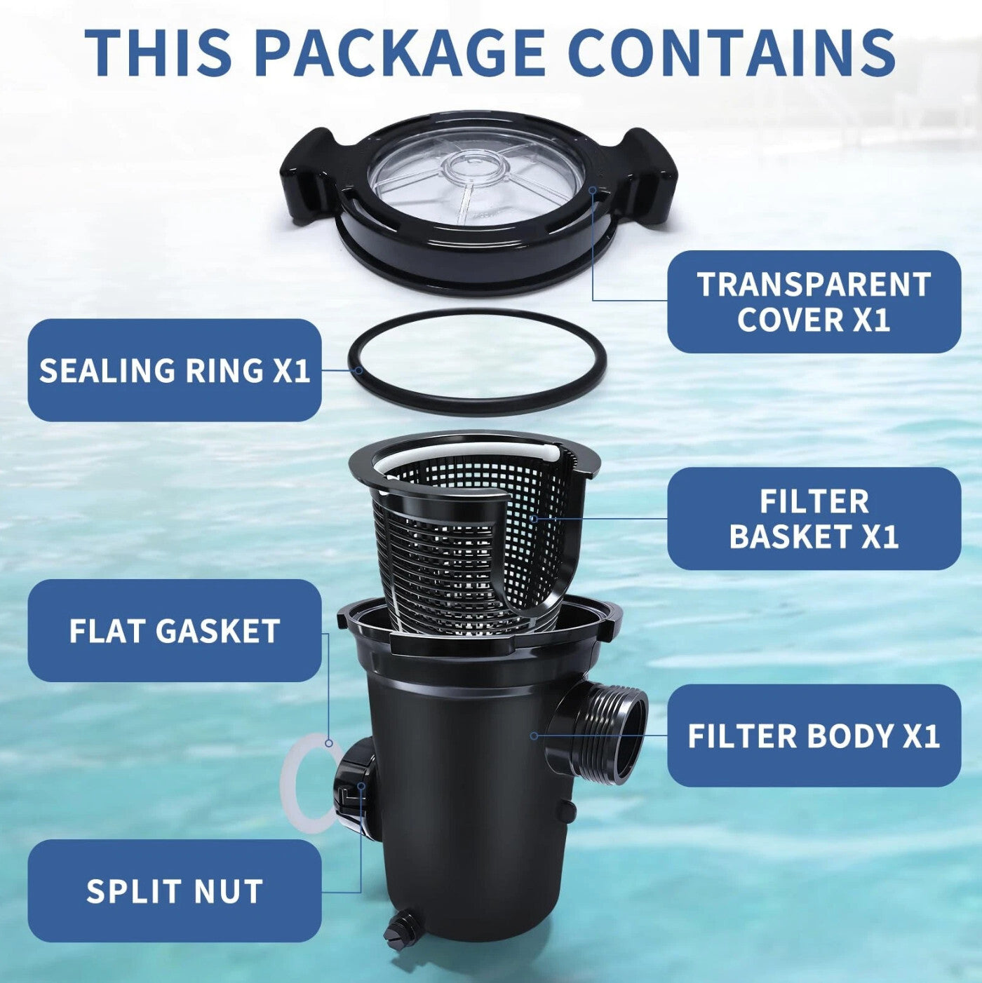 310-6500 Pump Strainer Housing with Lid & Basket for Waterway Hi-Flo Pumps