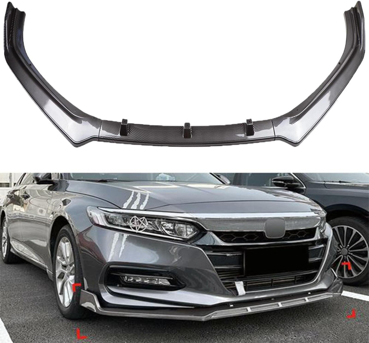 MUCO New Front Bumper Lip Compatible with Honda Accord 2018 2019 2020 2021 10th