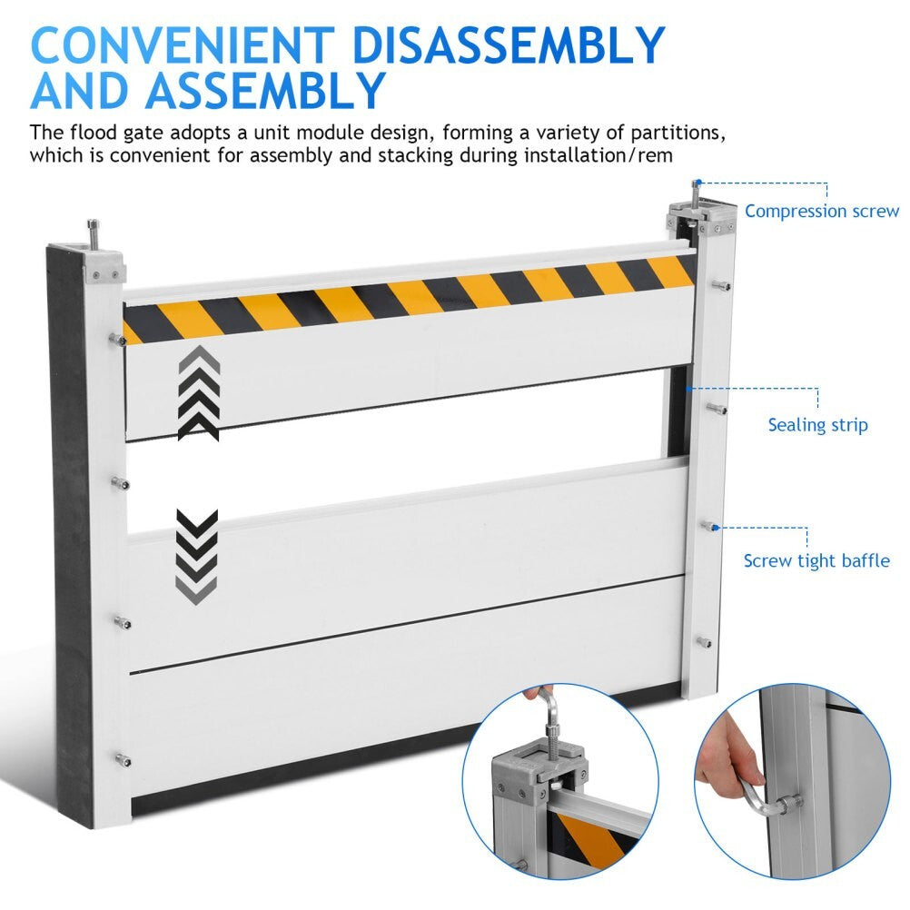 Flood Barrier for Home Aluminum Alloy Garage Door Water Barrier H31.5in W3.5FT