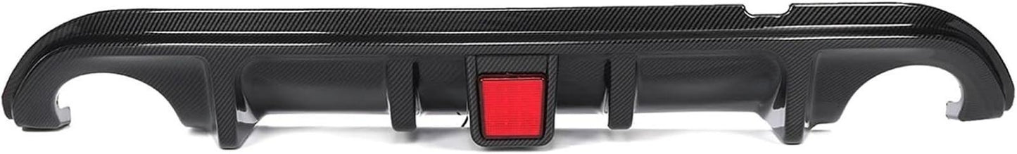 Carbon Fiber Look/Black Car Rear Bumper Diffuser Fins W/Led Brake Light Lamp