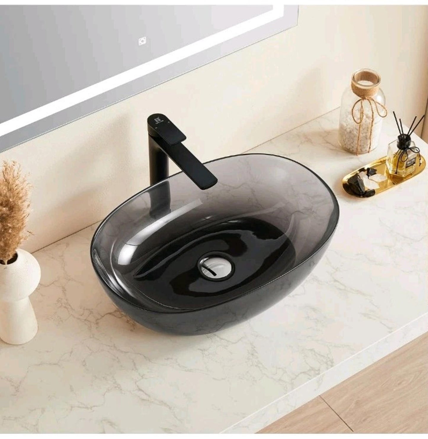 ARTSTONE 22 x 15" Bathroom Sink Pop Up Drain Combo Vessel Countertop Resin