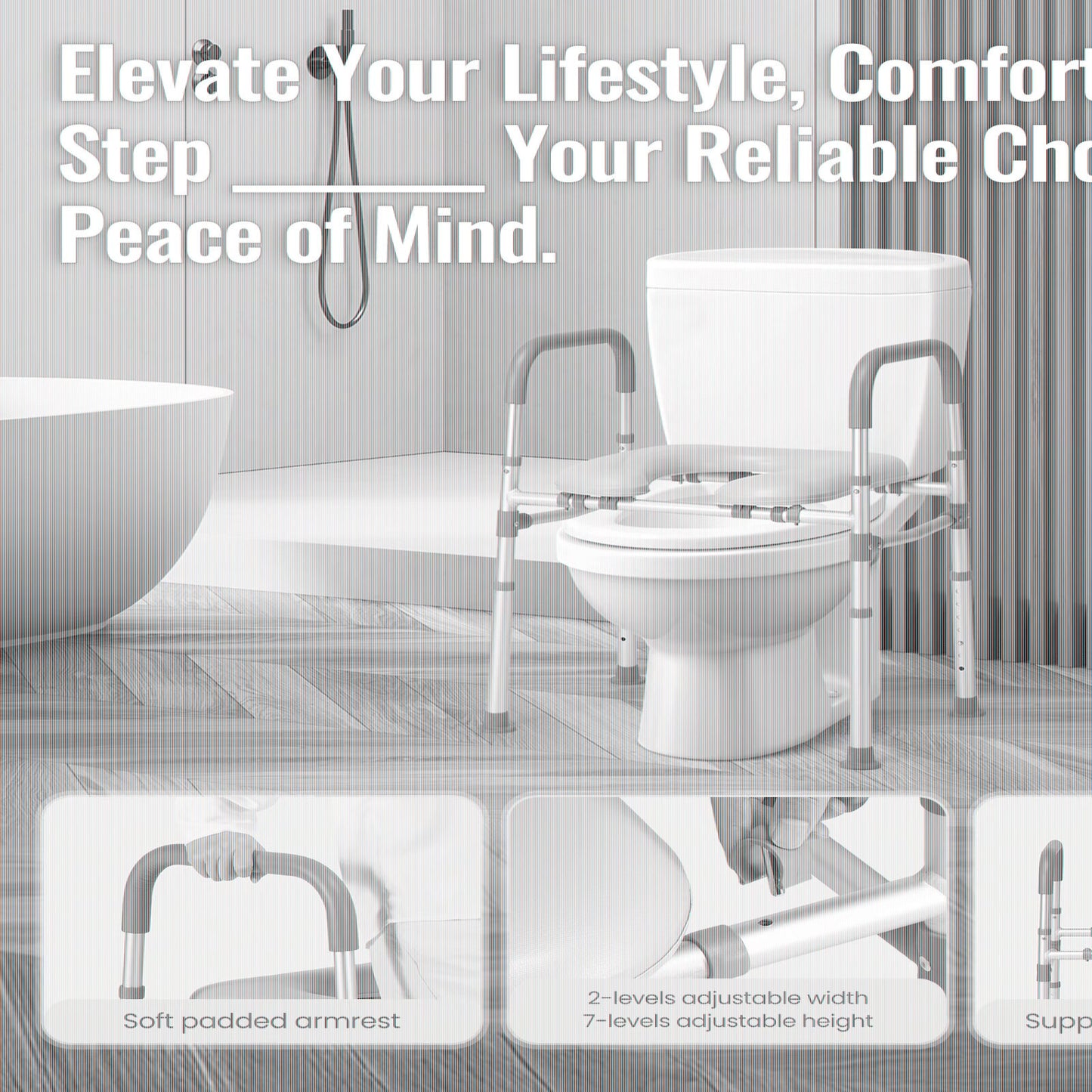 Deewow Raised Toilet Seat Risers with Handles, for Seniors, Handicap, Pregnant