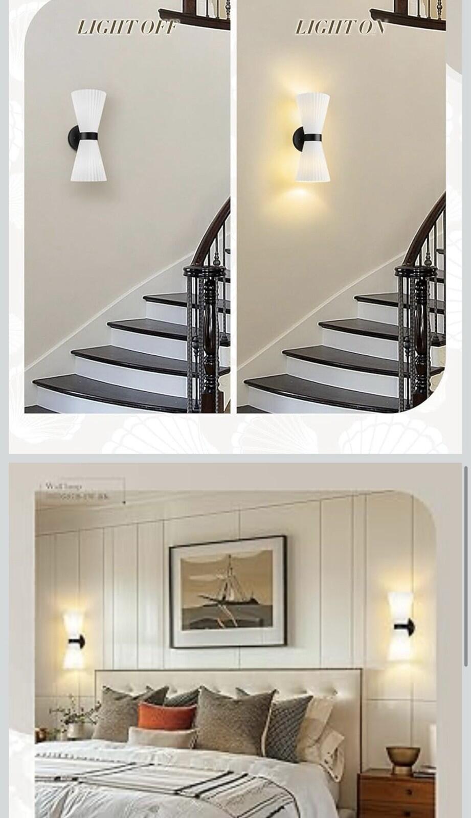 Modern Black Wall Sconce, HWH Up and Down Indoor Sconces Wall Lighting