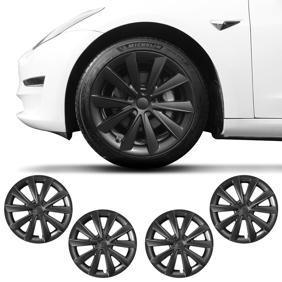 18 inch for Model 3 2017-2023 Wheel Covers Blade Hubcap ABS Caps Full Cover 4PCS