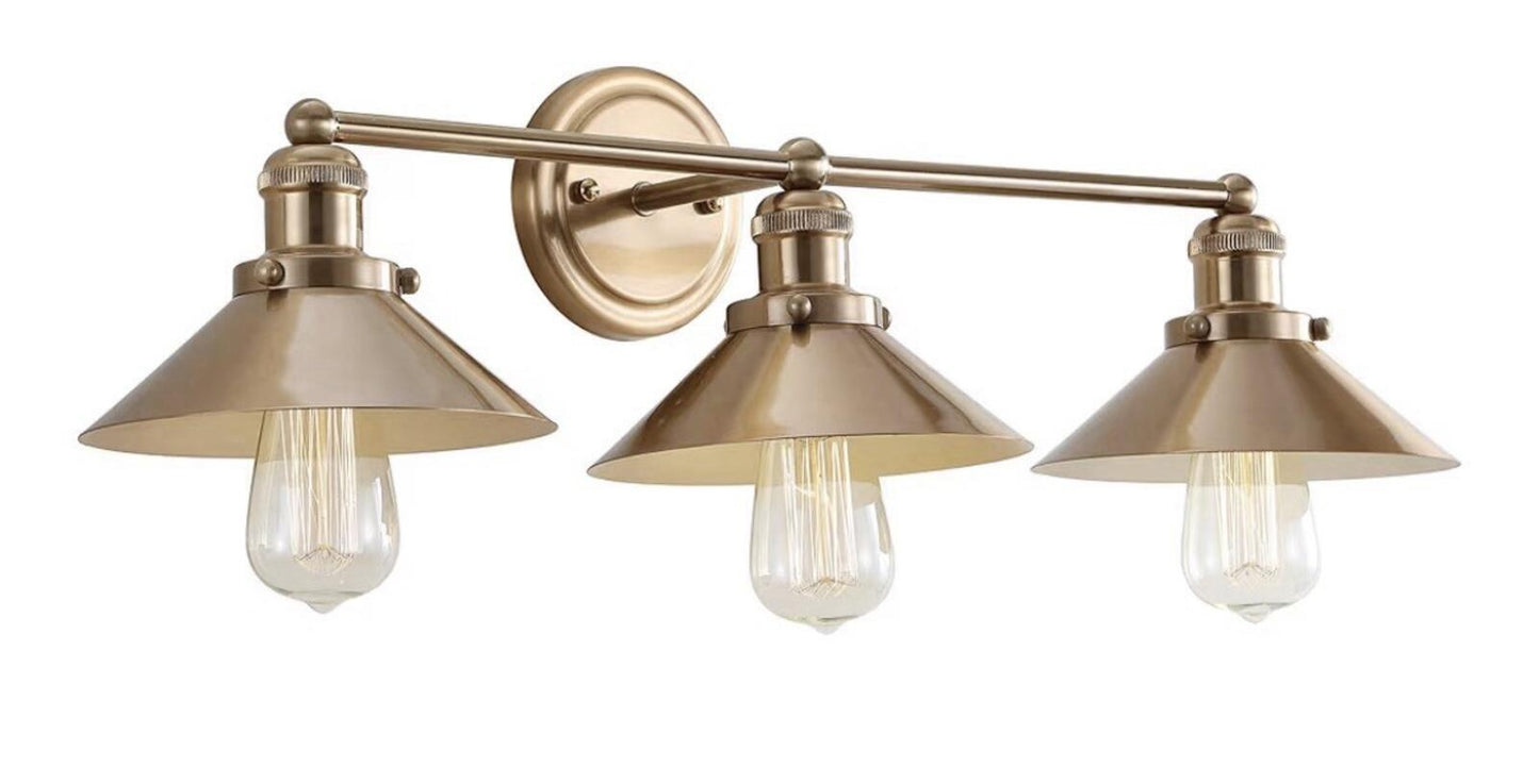Johnathan JYL7431A August 26.5" Metal Shade Farmhouse Sconce 3-Light Brass Gold