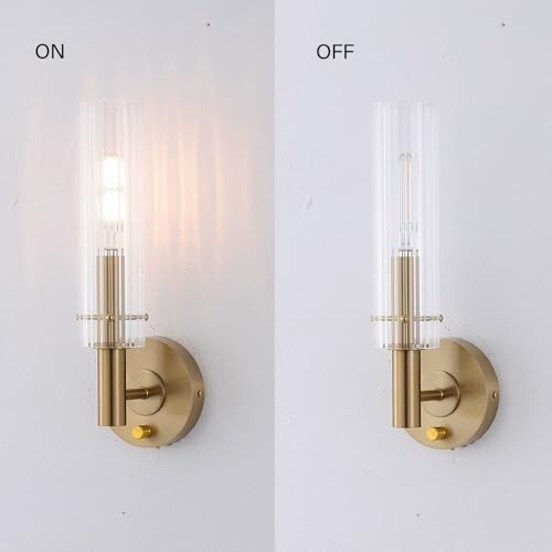 BYOLIIMA Modern Wall Sconces with Dimmer ON/Off Switch Gold Brushed Gold/Clear
