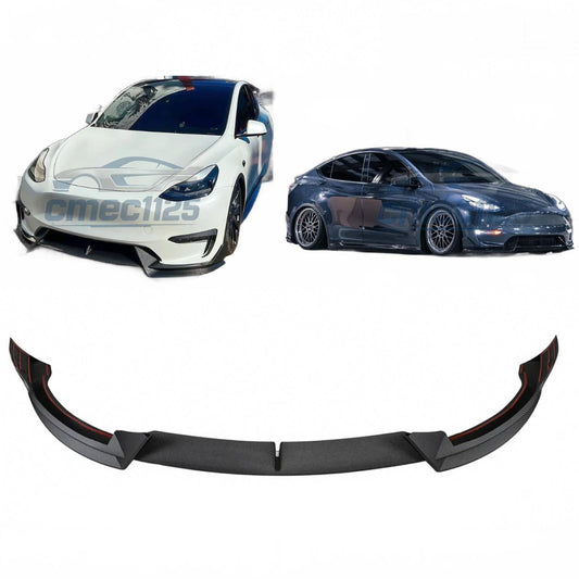 For 2020-2024 Tesla Model Y MatteCarbon Fiber ABS Front Bumper Lip Splitter 3PCS
