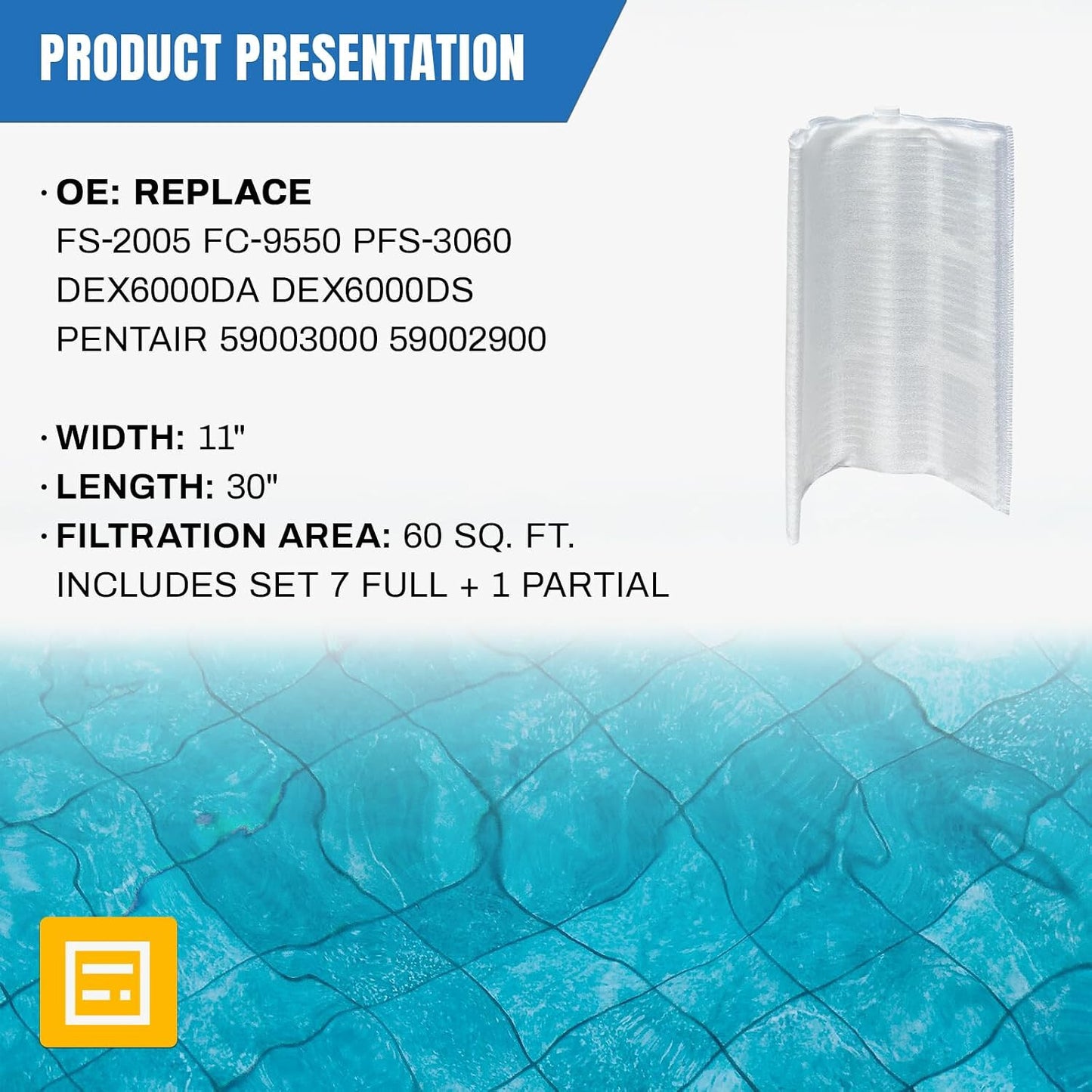 FG-1005 DE Grid Filter Compatible with FNS plus 60, 59003000, Jandy DEL/DEV60,DE