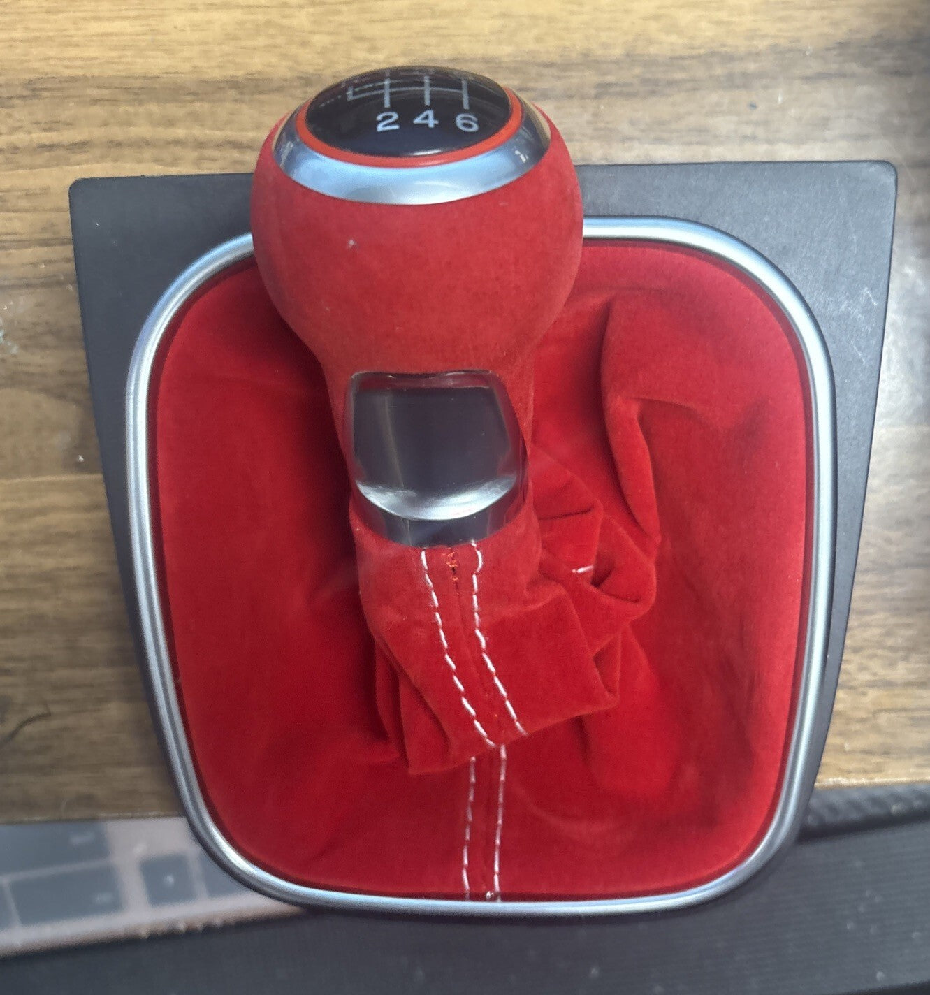 6 Speed Car Manual Gear Shift Knob Boot for Volkswagen Golf MK7 2013-2018 Red