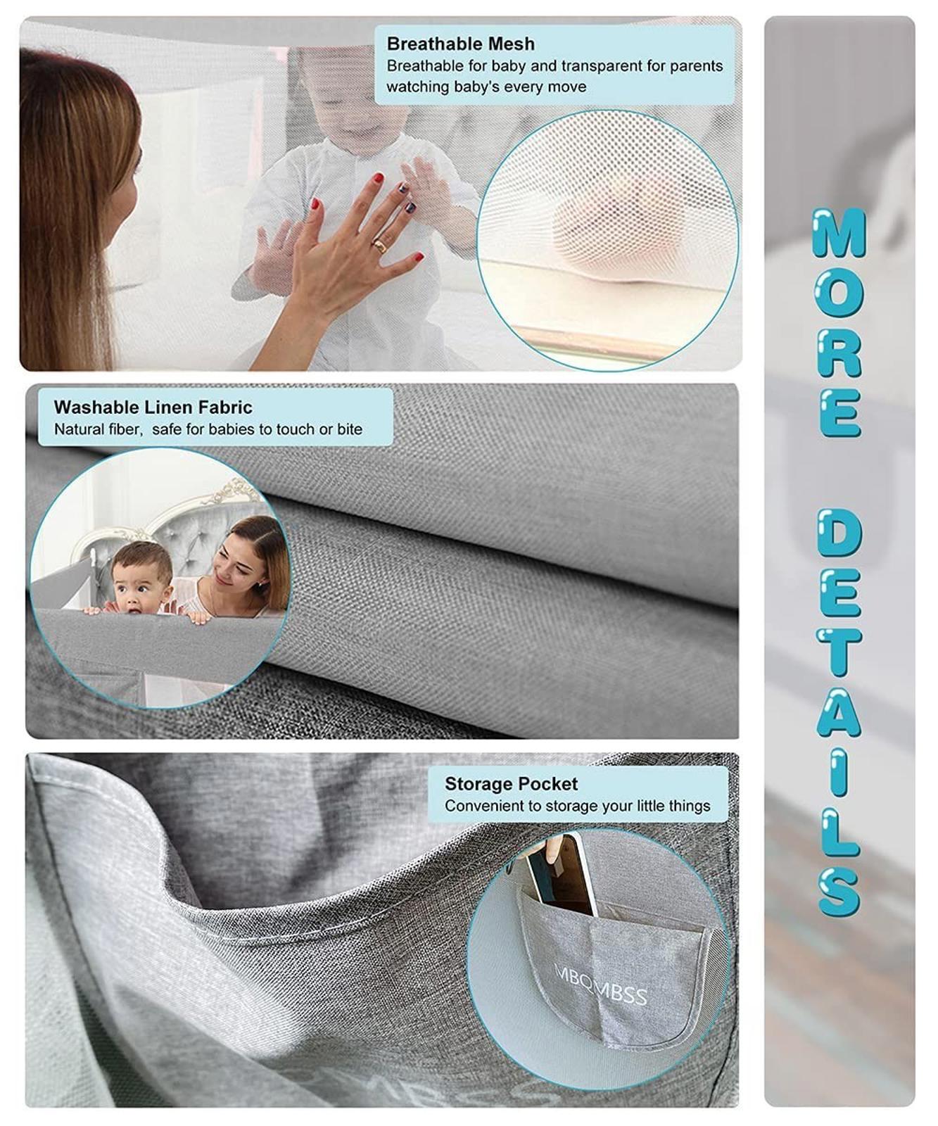 2 Pack Toddler Bed Rail Guards for King and Queen Size Beds, Stable Protective