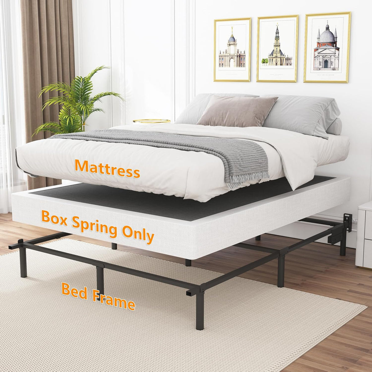 Heavy Duty 8" Full Size Box Spring - Metal Mattress Foundation, Easy Assembly