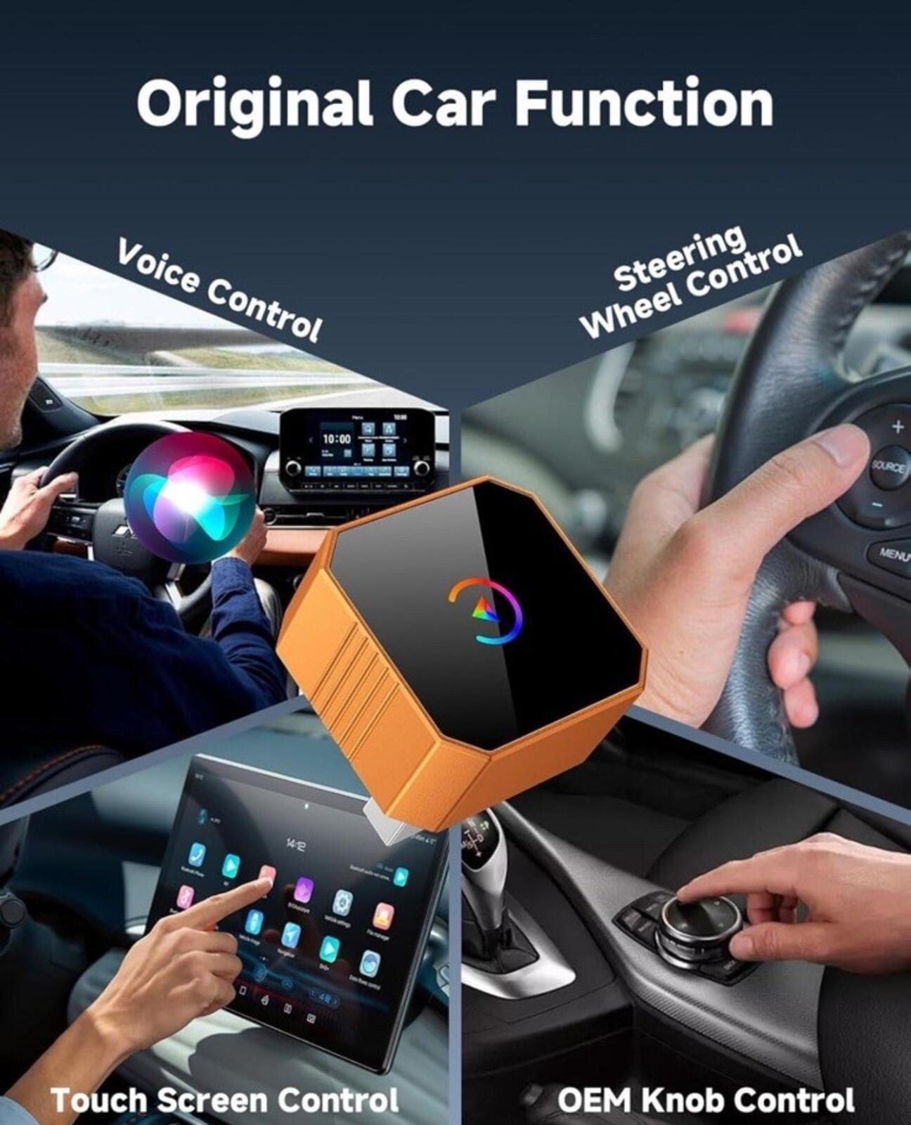 2026 Wireless CarPlay Adapter for iPhone ＆ Android Auto Mini Wired to Wireles...