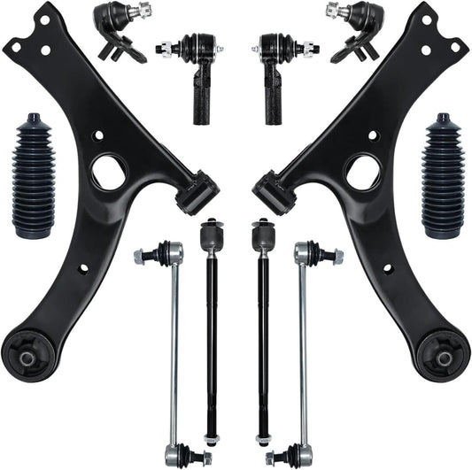 12 PCS Front Lower Suspension Kit Control Arm Ball Joint For 2009-13 Corolla