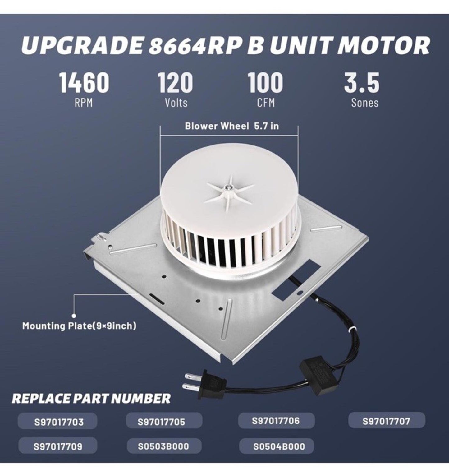Upgrade 8664RP 8663RP for Nutone 8664RP/8663RP B Unit Bathroom Fan Motor - Fit f