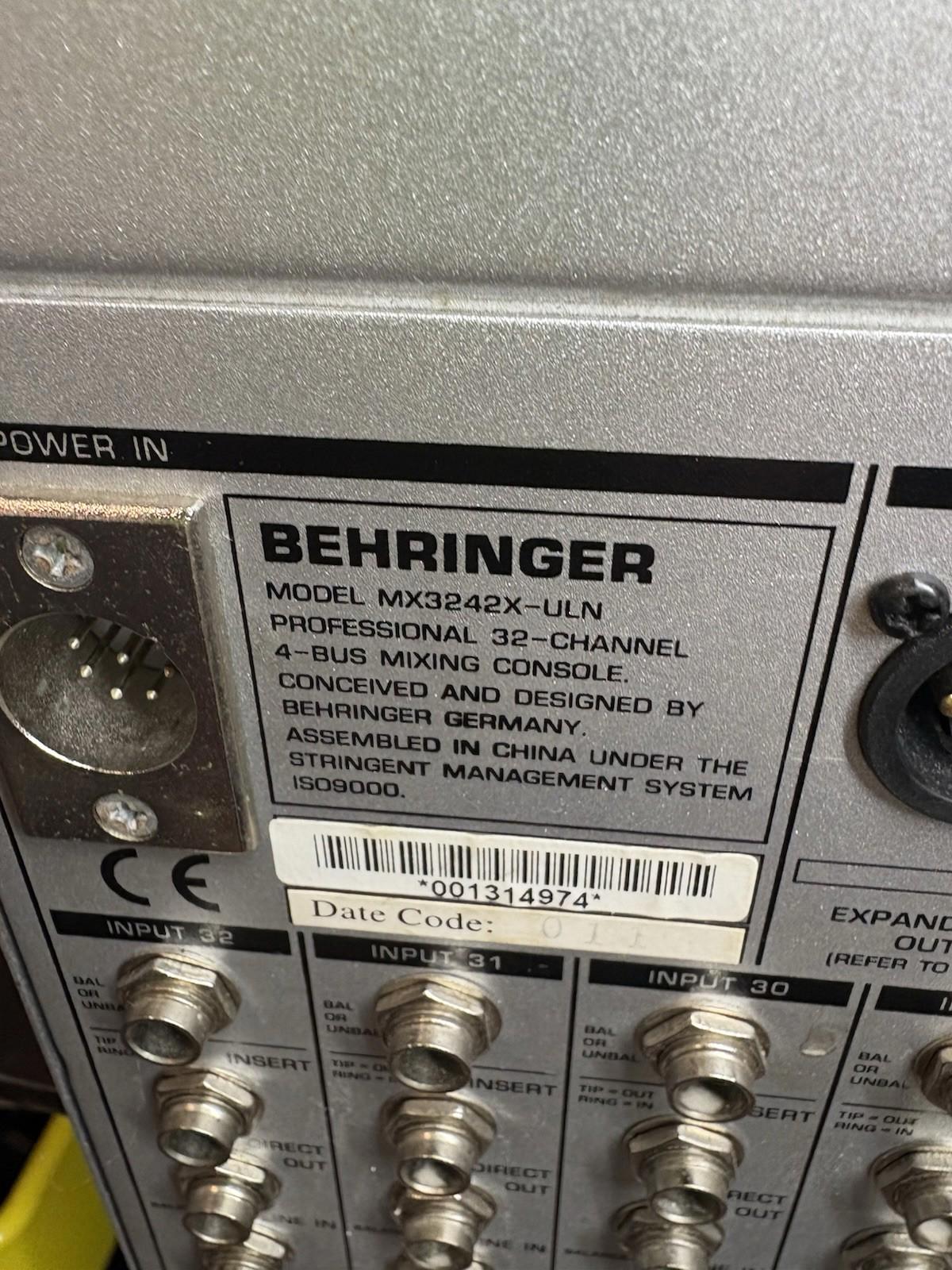 Behringer Eurorack MX 3242X Working Mixing Console Power Supply Crossover