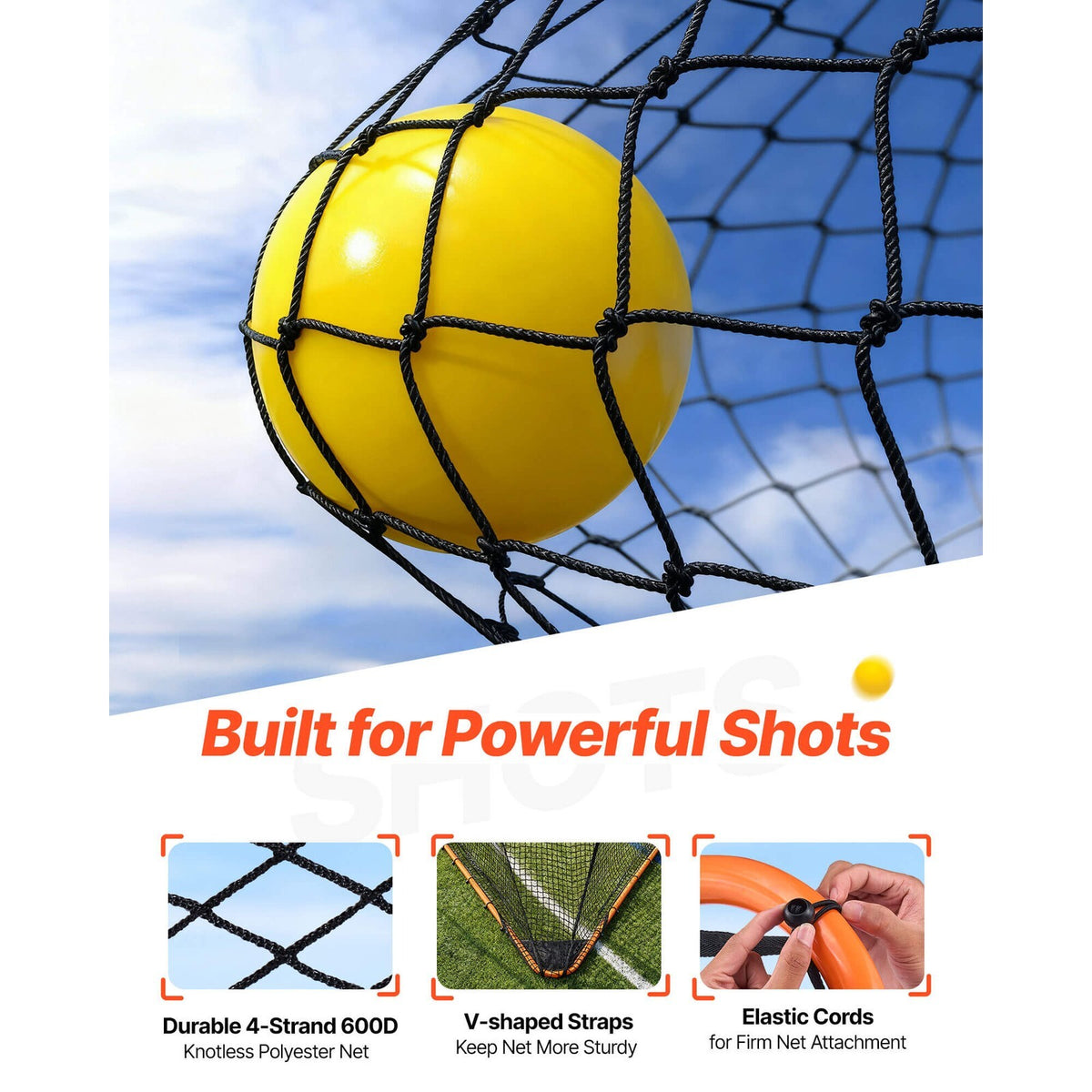 6'x6'x7' Lacrosse Goal Net Folding Backyard Lacrosse Training Equipment