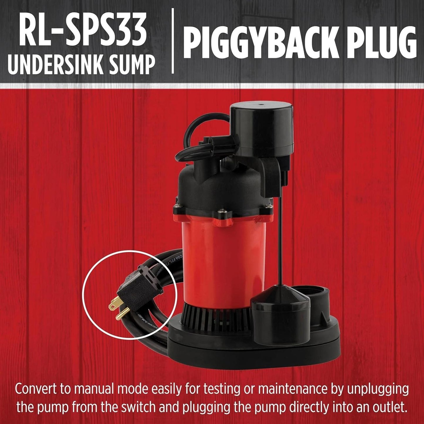 Red Lion RL-SPS33 1/3 HP, 115-Volt, 3200 GPH Under-Sink Sump Pump