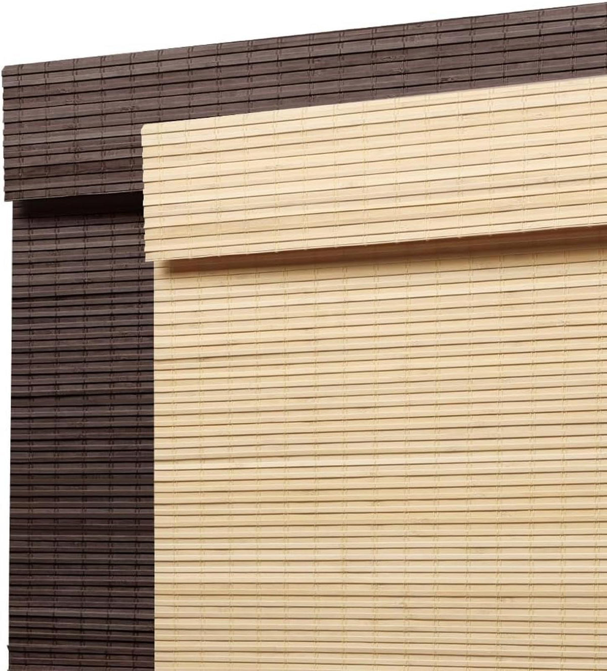 Cordless Bamboo Roman Shades, Blackout Natural Bamboo Blinds for Indoor Windows
