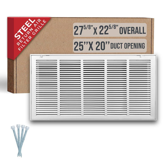 Fits 25x20 Duct Opening | Steel Return Air Filter Grille by Handua [Removable...