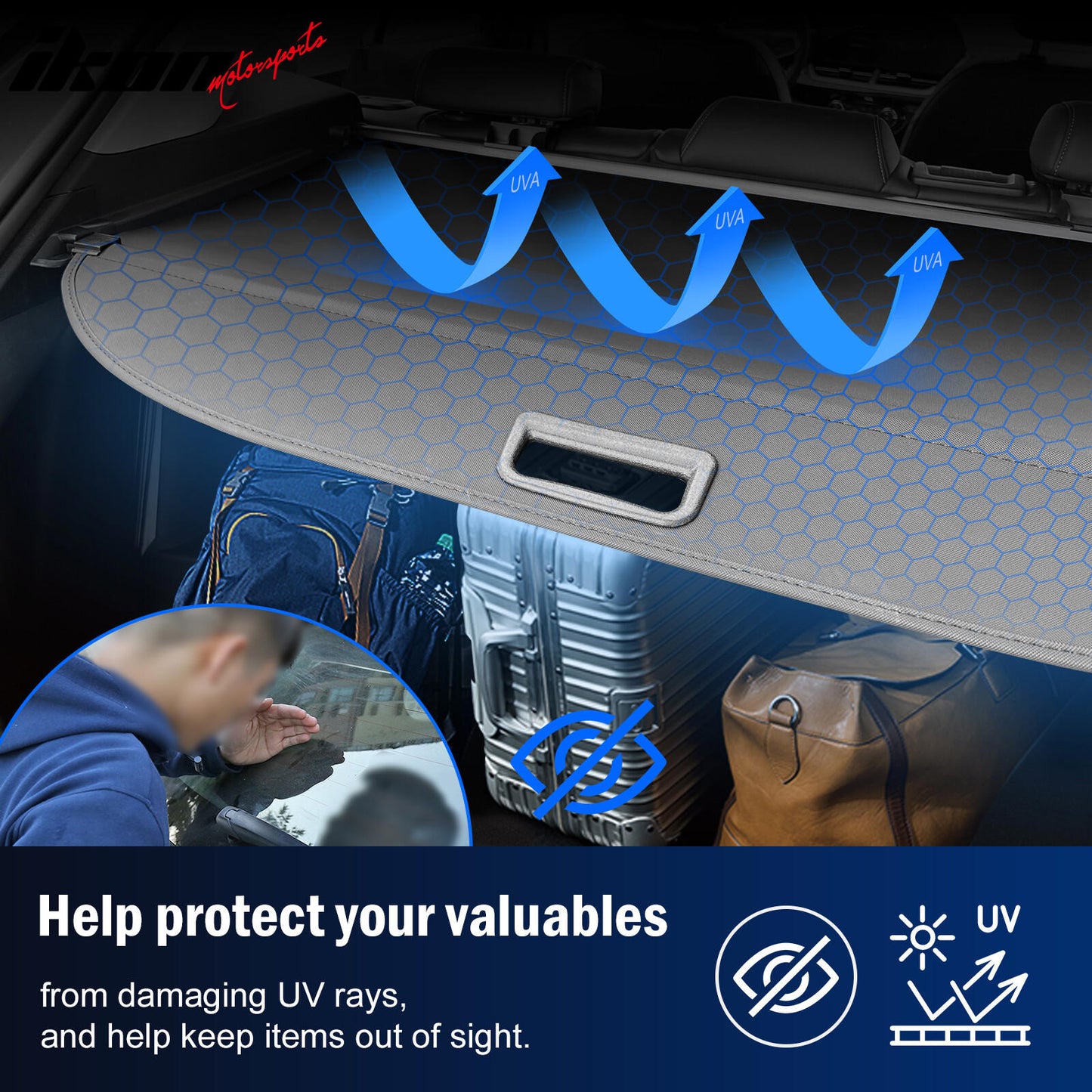 Fits 20-22 Tesla Model Y Canvas Style Retractable Rear Trunk Privacy Cargo Cover