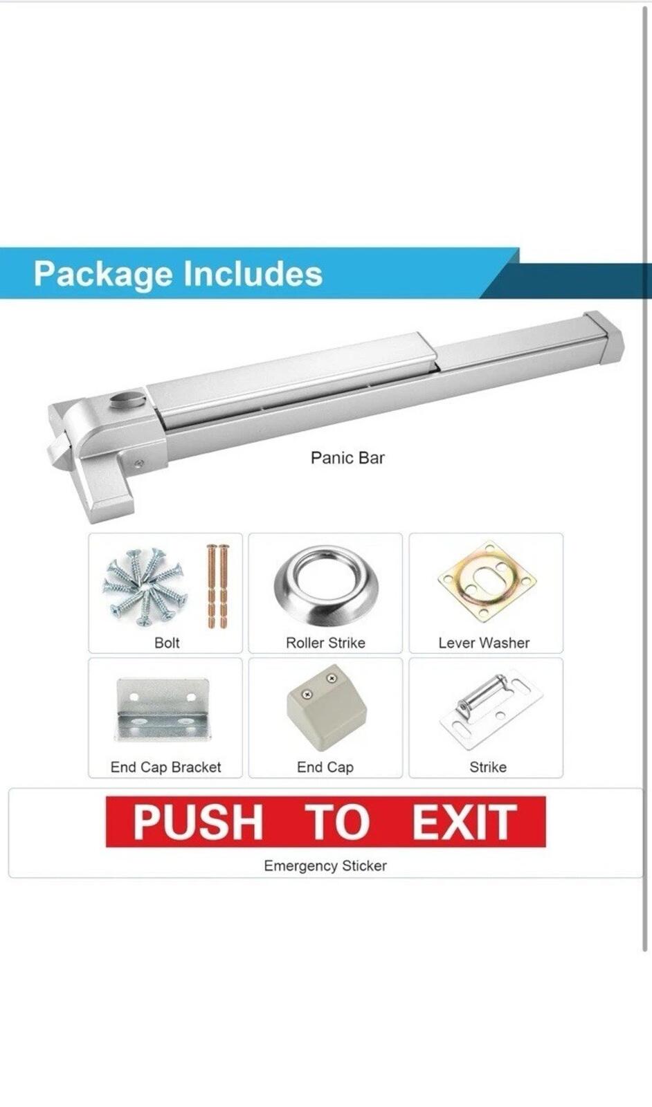 25.5" Panic Exit Device - Stainless Steel Push Bar Lock for Single/Double Doors,