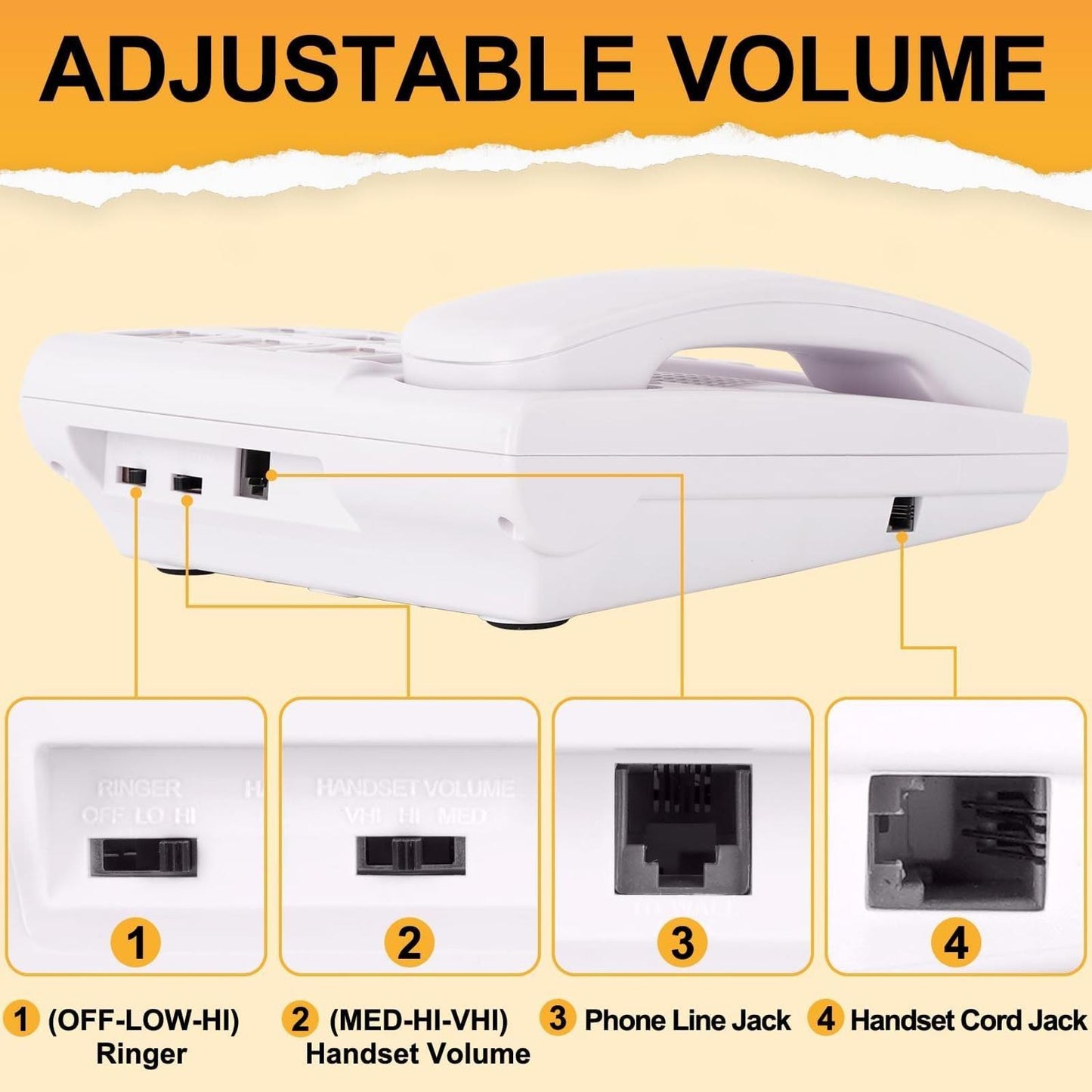 Big Button Phone for Seniors, Corded Landline Phone with 9 One-Touch Dialing