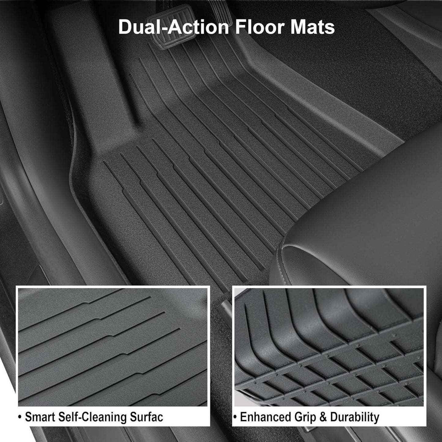SUPER LINER Tesla Model 3 Floor Mats 2024-26 Custom Fit All-Weather 6-Piece Set