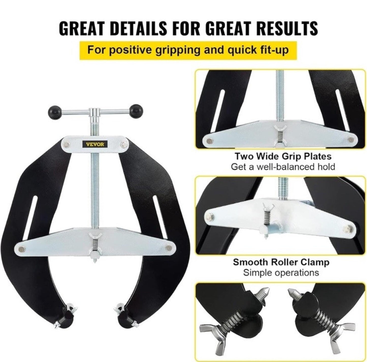 New Pipe Clamp, 5 to 12 in, High Strength Ultra Clamp with Quick Acting Screws,