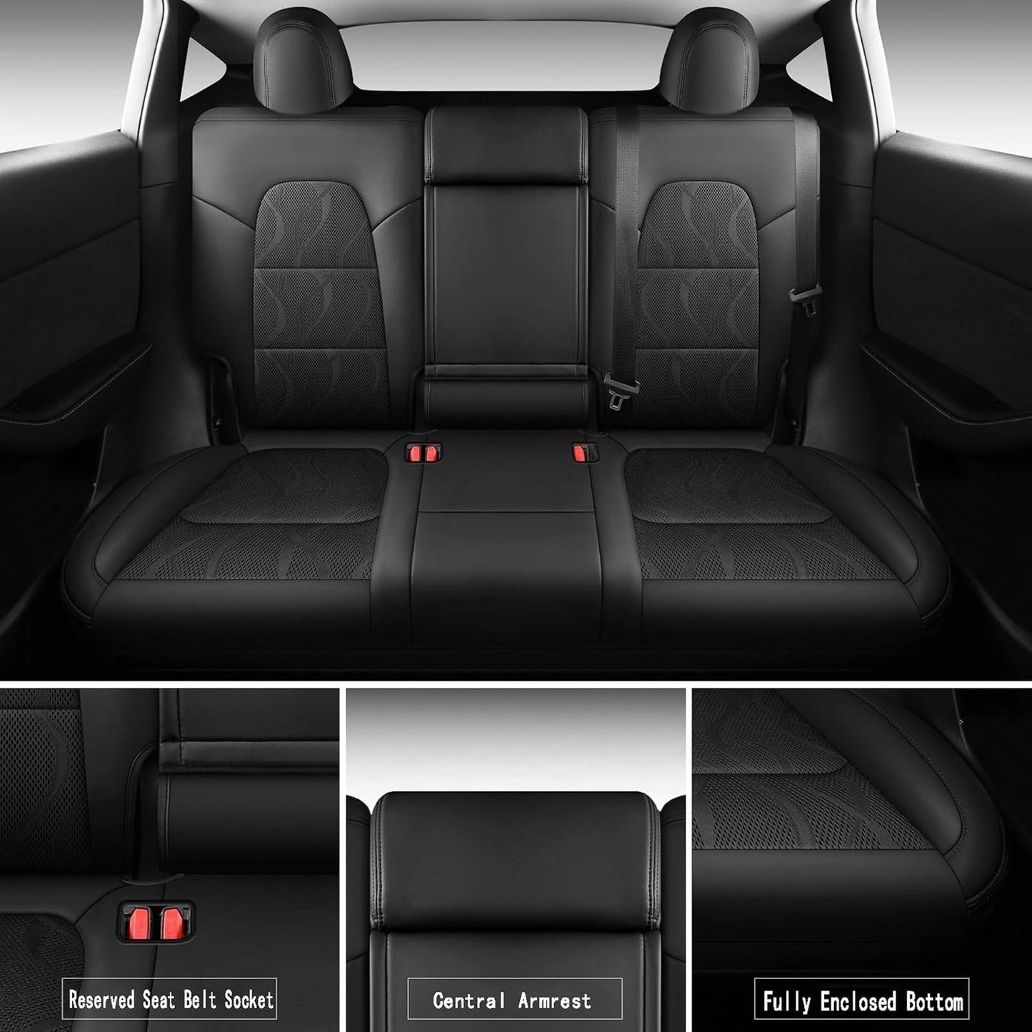 Tesla Model Y Seat Cover Full Set, Faux Leather Tesla Car Seat Cover
