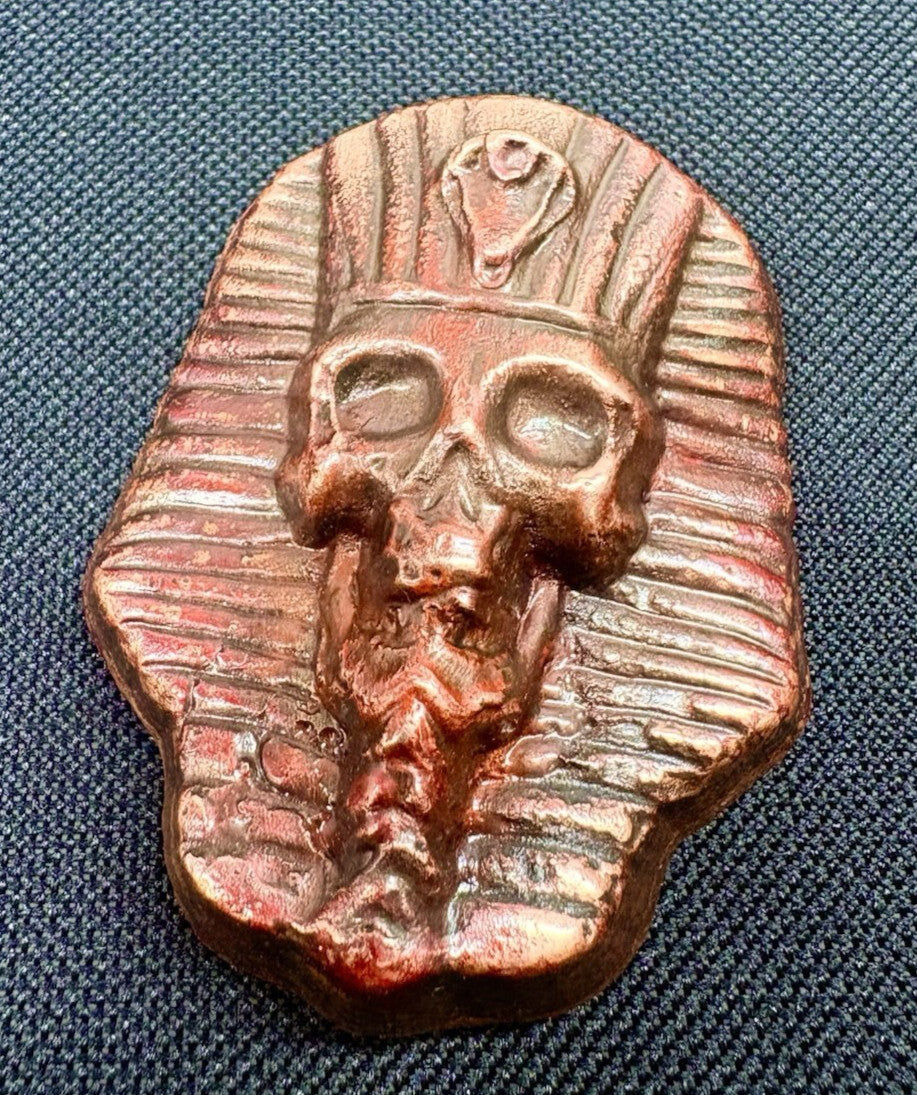 7.8 Troy Ounces Pure .999 Copper Skull | Hand poured Red Tint copper bullion