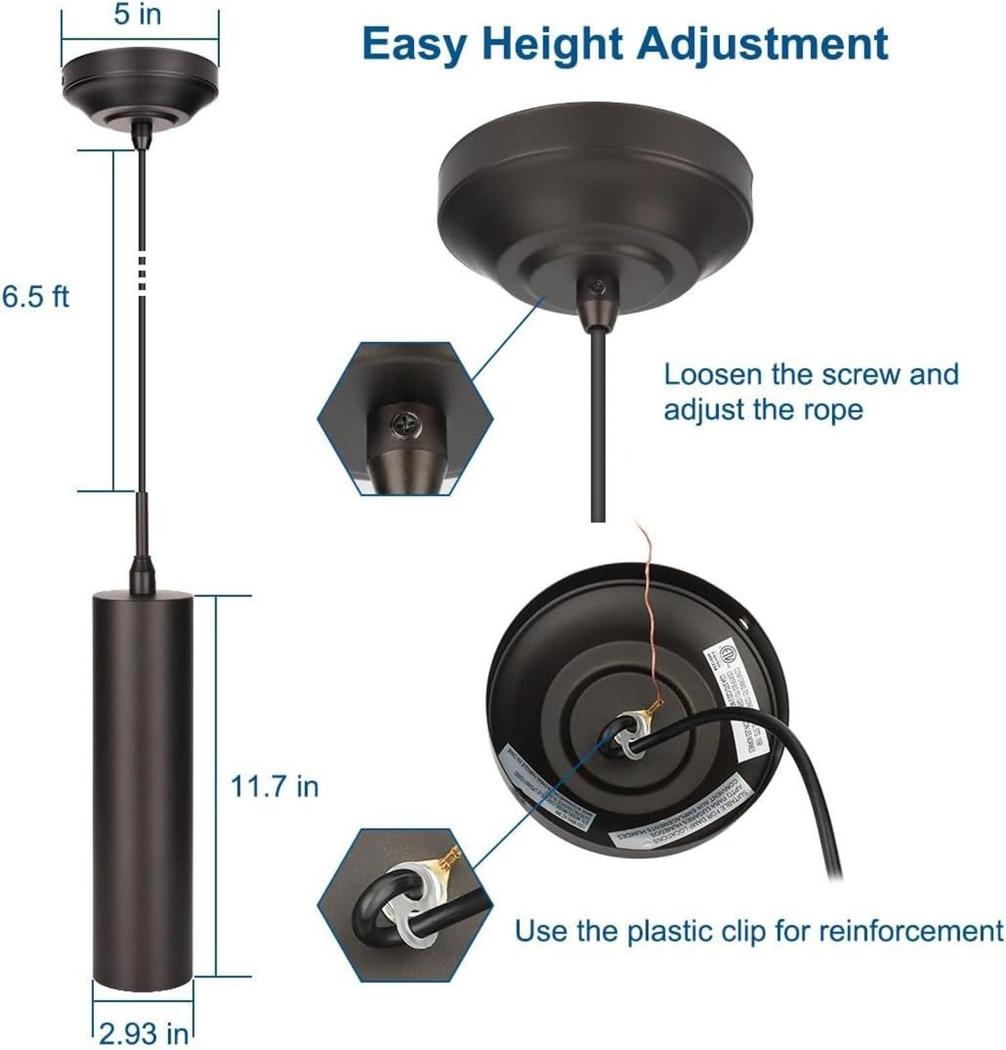 DAKASON Black Pendant Light, LED Modern Light Fixture 1 Pack,