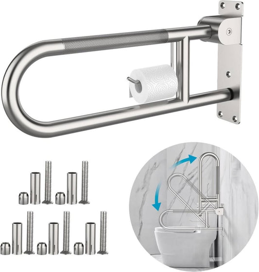 Toilet Grab Bar 22.4 Inch Munzong Anti-Slip Handicap Grab Bars with Paper Holder