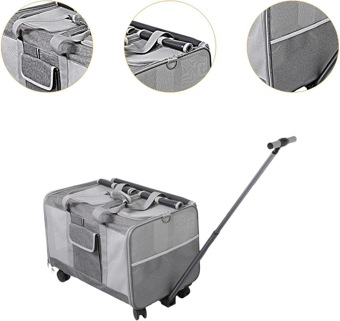 Pet Carrier with Wheels Pet Travel Carrier on Wheels,Breathable,Pet Travel Bag
