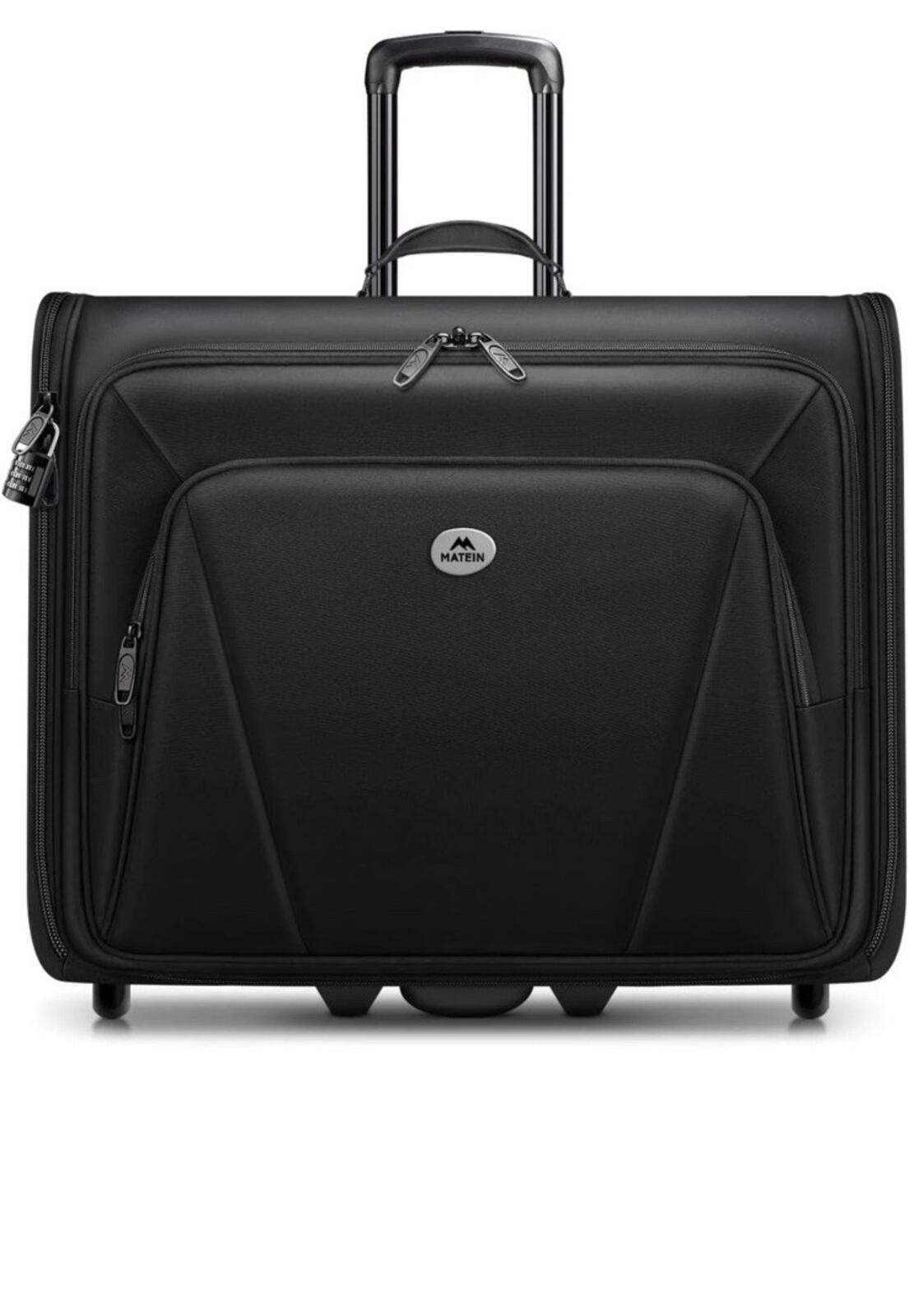 MATEIN 24” Rolling Garment Bag 2 Packing Cubes, Large Check-in Travel Garment