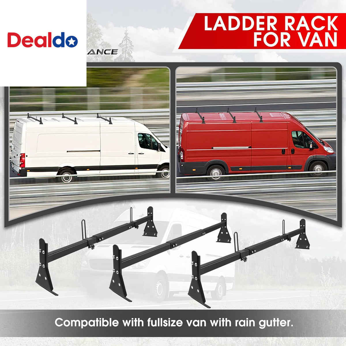 Van Ladder Roof Rack Compatible with Chevy, Ford Adjustable 49"-59"