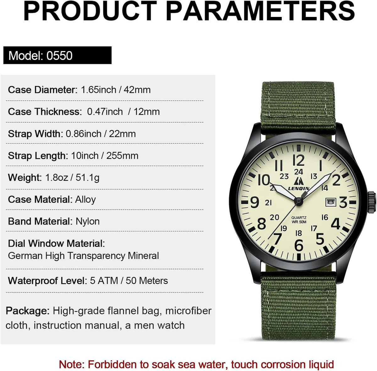 Men's Watch Unisex Military Sport Nylon Strap Stylish Luminous Fashion Analog